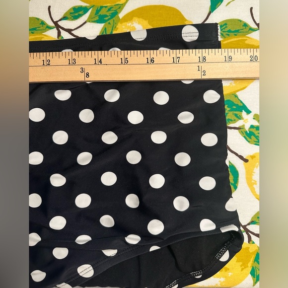 Unique Vintage Plus Size Black & White Dotted High Waist Louise Swim Bottom - Picture 8 of 9